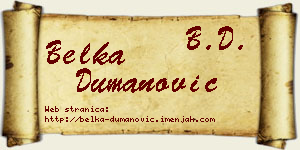 Belka Dumanović vizit kartica